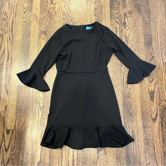 2hearts Dresses & Skirts - 2Hearts Black Midi Dress Flared Sleeves Chic Ruffles Women's Size Medium